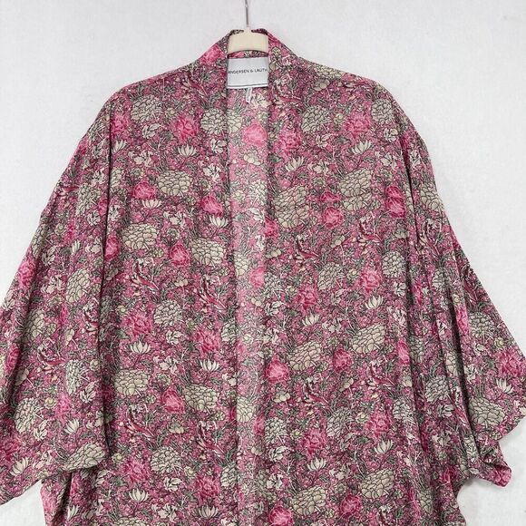 Anthropologie Andersen & Lauth Kimono Women OS Pink Floral Boho Fairy Coquette - Picture 4 of 13